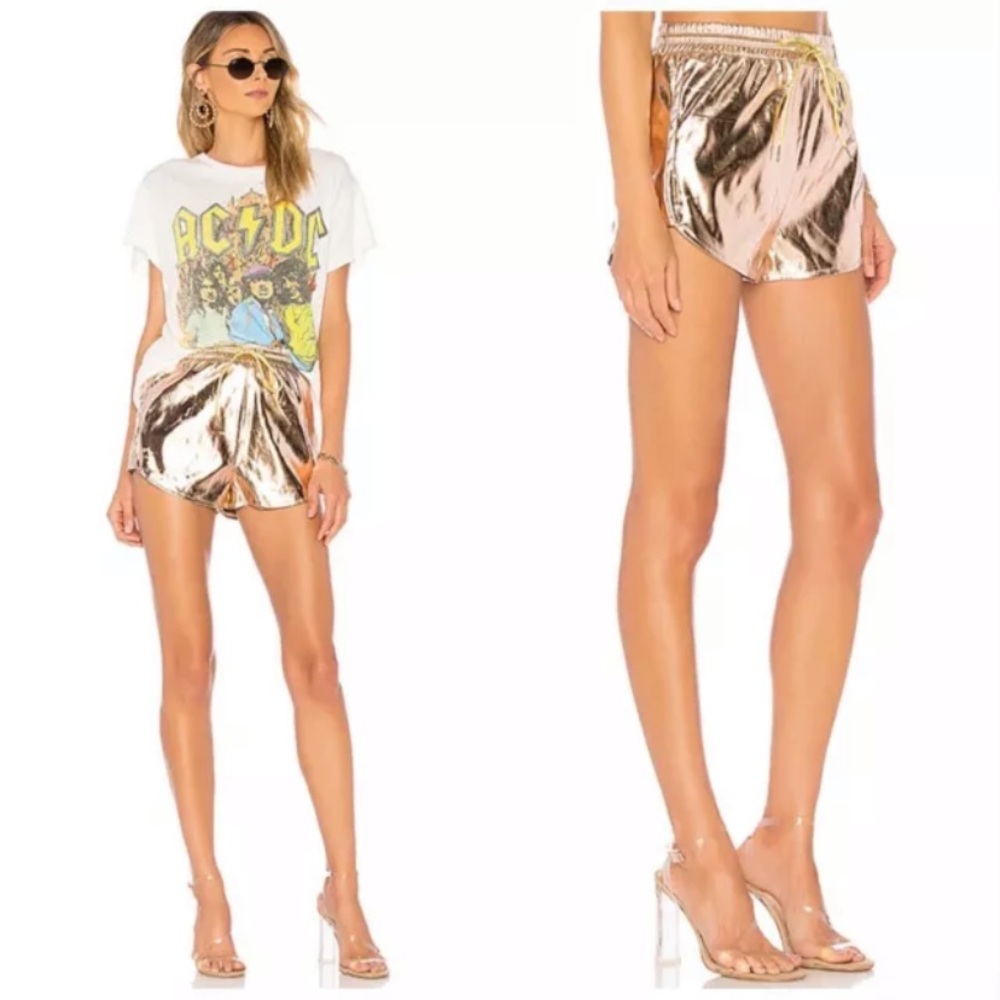 Revolve By The Way Rose Gold Metallic Shorts Sz M